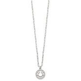 Sterling Silver Polished White CZ Smiley Face with Heart Eyes 16 inch Necklace